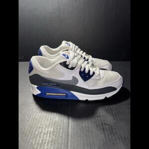 Nike Air Max 90 Essential White Deep Royal 537384-104 Sz 9.5